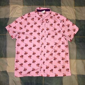 Pink Bing Bong Patterned Button-up Men's Shirt